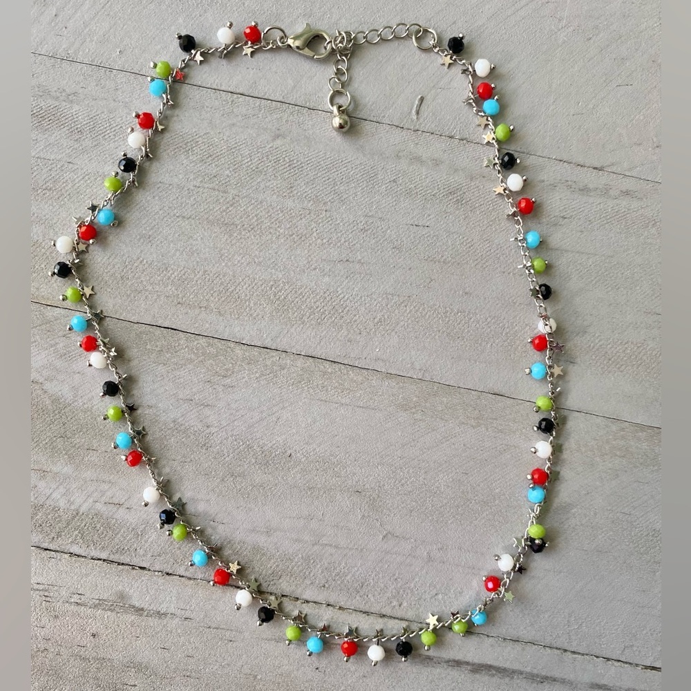 Multicolored necklace, silver necklace
